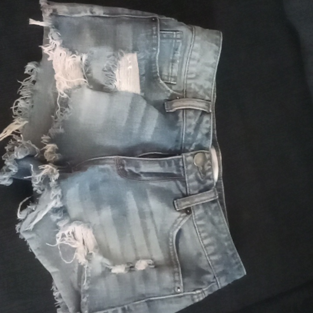 Women's denim distressed shorts sz 9JR